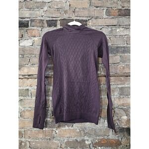 Lululemon Sweater Womens 4 Purple Hooded Seamless Athleisure Pullover Knit Yoga
